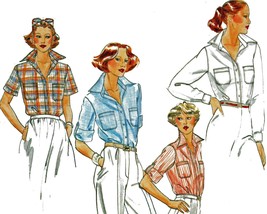 Vintage Butterick 5859- Rolled Up Cuff Shirt Misses Size 14 - 70s Sewing Pattern - £4.69 GBP