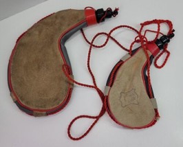 2 VTG Bota Bag Wine Water Canteen Rugged Leather Suede Skin Portable Hiking rare - £15.12 GBP