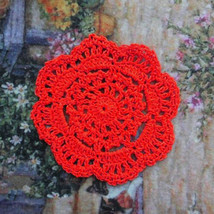 4pcs Red Hand Crochet Lace Doilies Placemats for Table Decoration 4inch ... - £6.99 GBP