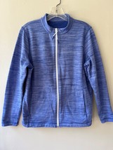 Talbots Sz M Purple UPF 50 Terry Jacket Full Zip Pockets Sweater Top - $36.11