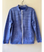 Talbots Sz M Purple UPF 50 Terry Jacket Full Zip Pockets Sweater Top - $36.11