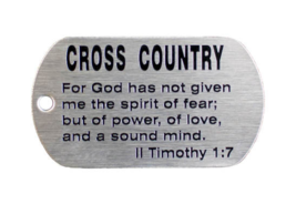 Cross Country Track Stainless Steel Dog Tag Necklace, 2 Timothy 1-7 - $29.95