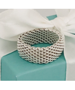 Size 8 Tiffany &amp; Co Somerset Ring Mesh Weave Flexible Mens Unisex AUTHENTIC - $345.00