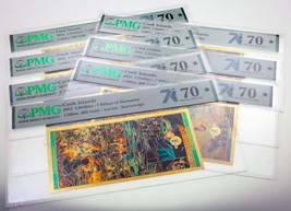 Lotto Di 7 Pilastri Di Umanità Cook Isole Oro Banconote PMG Gemma 70 - £1,215.16 GBP