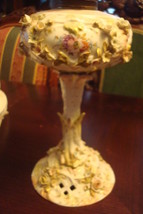 Oil Lamp, c1890s, Meissen/ Dresden encrusted flowers EAGLE  Burner - $277.20