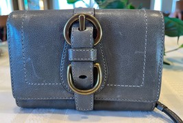 Coach 41831 Garcia Legacy Leather Compact Clutch Wallet Gray Stripe Lini... - £87.12 GBP