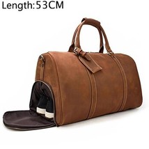 Men&#39;s Vintage Crazy Horse Leather Travel Duffel 18 inch Brown Genuine Leather Tr - £336.32 GBP