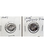 Mercury Dimes - 2 Mercury Dimes 1945 &amp; 1945 S - £8.69 GBP