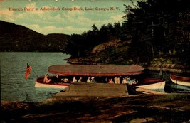 Launch party at Adirondack camp-Lake George NY -1915 postcard bk53 - £3.94 GBP