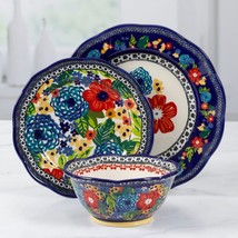 Dinnerware Starter Set Country Floral Dishes 12 PC Dazzling Dahlias Pioneer Woma - £53.66 GBP+