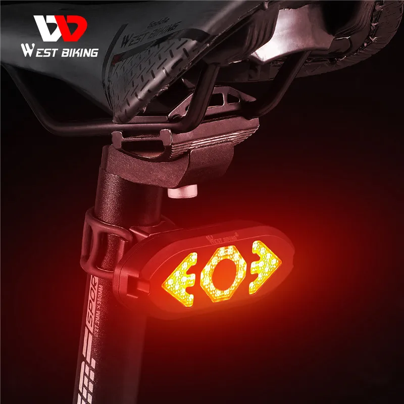 WEST BIKING Bicycle Rechargeable Rear Light Remote Control Directional Beep - £18.41 GBP