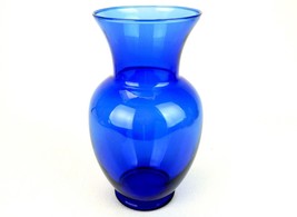 Transparent Cobalt Blue Glass Urn Vase, 9&quot; Bouquet Centerpiece - £15.62 GBP