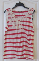 Po Pori Striped Sleeveless Tunic Tank Tango  Red White Women&#39;s Sz XL-XXL... - $267.29 MXN