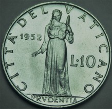 Vatican City 10 Lire, 1952 Gem Unc~Pope Pius XII~Free Shipping - £6.24 GBP