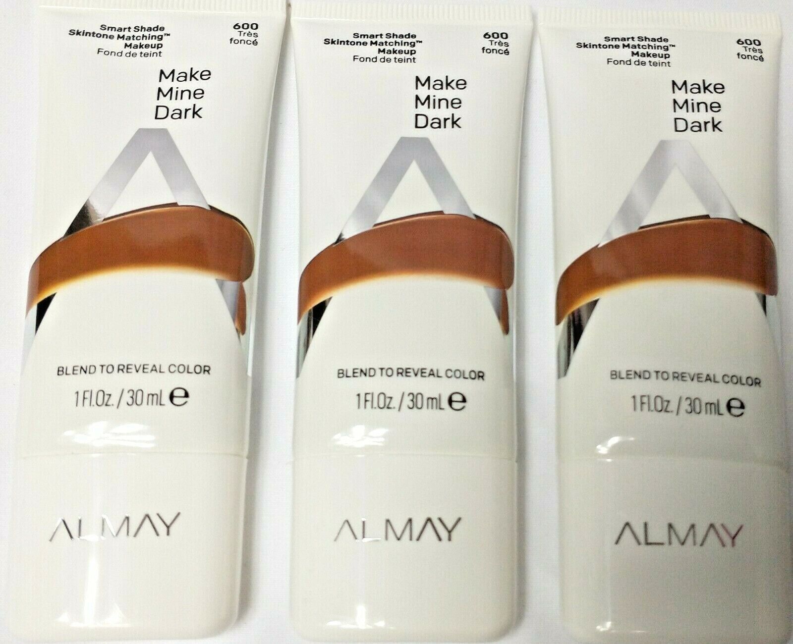 3 Almay Make Mine Dark Smart Shade Skintone Matching Makeup 600 Tres Fonce  - $14.95