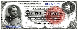 Currency Bank Note -  US $2.00 Dollar Silver Certificate (1886) Poster 1... - $374.24 MXN