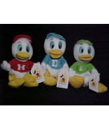 Huey Dewey and Louie Bean Bag Plush Toys With Tags Walt Disney World - £18.66 GBP