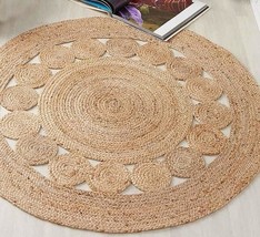 Indian Handcrafted Home Decor Round Jute Rug, Hand Braided, Area, Custom... - £27.80 GBP