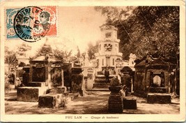 1910s Postcard Vietnam Phu Lam w Indochine 6 &amp; 1/5 Cent Stamp Groupe De ... - $28.66