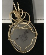 Women&#39;s Gold Tone Necklace Pendant Engraved Horse On Stone Design - $6.79