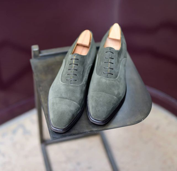 Handmade lace up gray shoes, men suede dress shoes, leather formal shoes for men