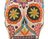 Multi Color Sugar Skull Throw Pillow Detailed Colors Embroidered Decorat... - $28.95