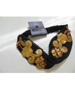 INC International Concepts Black Gold Sequined Turban Headband T120 $24 - $12.47