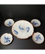 Asahi Japan Style Blue Shrimp Net Serving Set – Large 11&quot; Bowl + Four 7&quot;... - $1,512.47 MXN