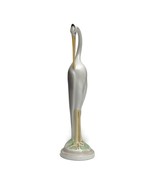 Porcelain Bird Figurine, Elegant White Crane, Hollohaza Hungary, Vintage... - $79.00