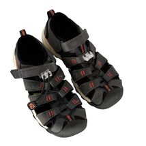 Keen Boys Sandals Size 1 Big Kid Youth Black &amp; Red Outdoor Sports Shoes - $19.20