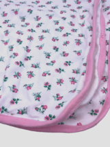 Vintage Gymboree ? Baby Blanket Knit White Pink Rose Floral 0-6M Girls 22&quot;x22&quot; - £43.89 GBP