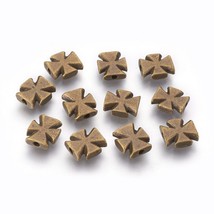 Metal Cross Beads Antiqued Bronze Christian Religious Jewelry Spacer 12mm 10pcs - $3.95