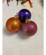 3 Round Ornaments for Halloween Orange and Purple - £2.38 GBP