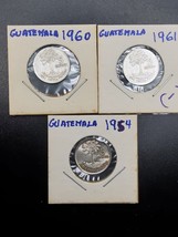 SILVER COIN LOT GUATEMALA 5 cent 1954, 1960, 1961  Km# 257.1 &amp; 261  Silv... - £13.37 GBP