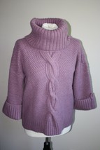 Talbots SP Petite Mauve Pink Turtleneck Cable Knit Sweater Acrylic Wool Alpaca - £21.01 GBP