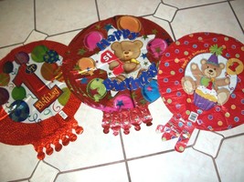 Happy First Birthday Mylar Balloons Lot of 14 Teddy Bears And Big 1 Plus Weights - £10.35 GBP