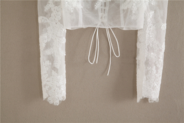White Off Shoulder Crop Lace Top Wedding Bridal Custom Plus Size Floral Lace Top image 6