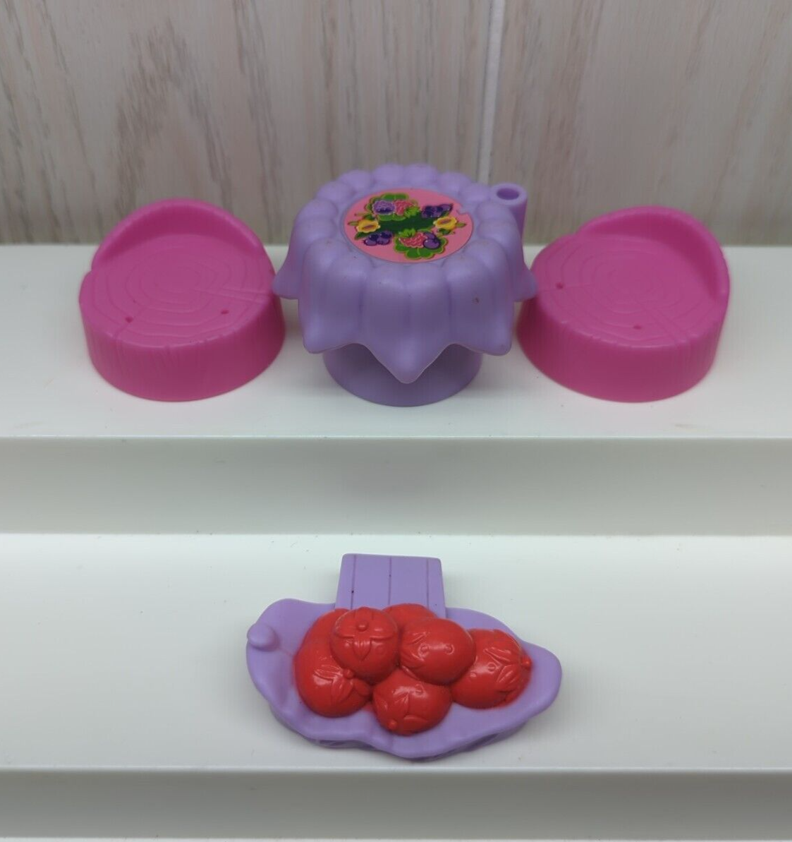 Primary image for Fisher Price little people Fairy treehouse purple flower table pink chairs apple