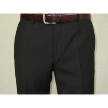 Men's Mantoni Flat Front Pants All Wool Super 140's Classic Fit 40901 Black image 2