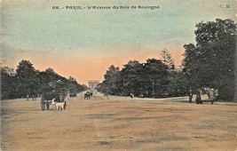 PARIS FRANCE~L&#39;AVENUE du BOIS de BOULOGNE~1900s TINTED PHOTO POSTCARD - £6.01 GBP