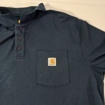 Carhartt Polo Shirt Mens XL Original Fit Blue Cotton Blend Short Sleeve K570 NVY image 6