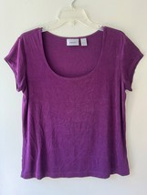 Chicos Travelers Sz L Cranberry Wrinkle Free Blouse Casual Short Sleeve ... - $12.81