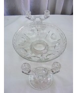 Vintage Glass Bowl &amp; Candleabra Candle Holder Set 3 Pieces Table Decoration - €127,66 EUR