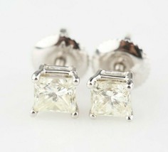 Magnifique 0.99 Cts Princesse Coupe Boucles Oreilles Diamant En 14k or Blanc J-K - £1,951.39 GBP