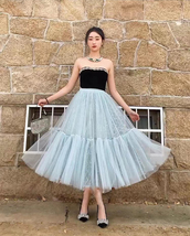 Light BLUE Tiered Tulle Skirts Women's Layered Tulle Skirt Holiday Skirt Outfit  image 6