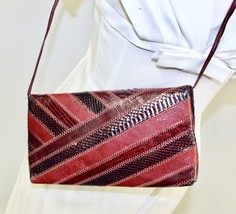 VTG David Mehler Vintage Purse Bag Reptile Clutch 1980S Womens Red Suede... - $50.48