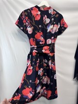 Ellen Tracy Blue Floral A Line Dress Lined Short Sleeve 8 - £26.09 GBP