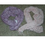 Womens Scarf Set of 2 Shawl Pink Purple Fringed Neck Wraps - $21.78