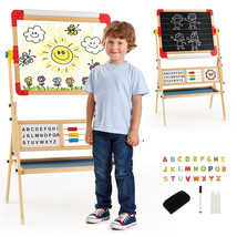 3-in-1 Kids Wooden Art Easel Adjustable Double Sided Painting Drawing Board - £68.40 GBP