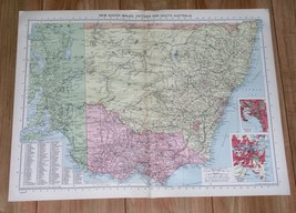 1940 Original Wwii Map Of New South Wales Victoria Melbourne Sydney Australia - £18.99 GBP